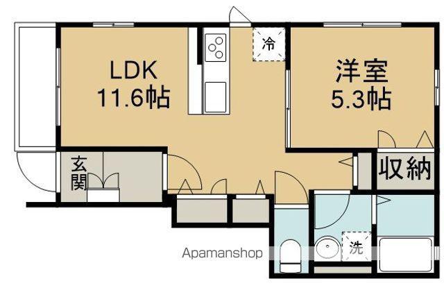 コンフォート北坂戸(1LDK/1階)の間取り写真