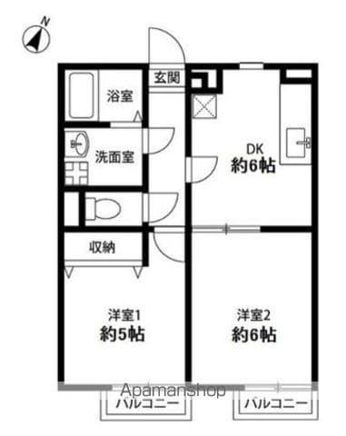 プレジール鹿島(2DK/1階)の間取り写真