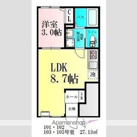 CLOUDNINE台原(1LDK/1階)の間取り写真