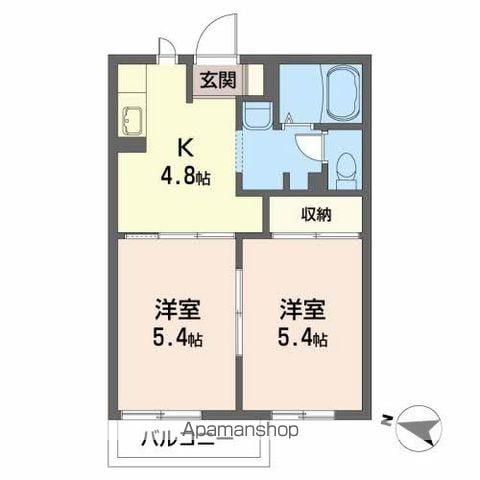 コートラックスD(2K/1階)の間取り写真