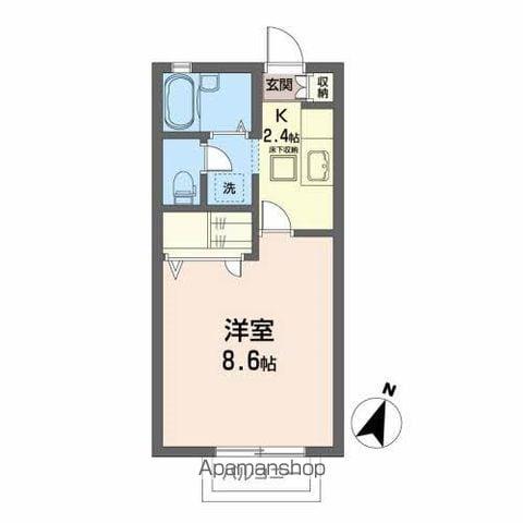 ディアコート宮城野(1K/1階)の間取り写真