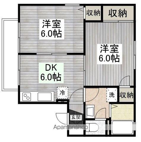 ラシーヌB(2DK/1階)の間取り写真