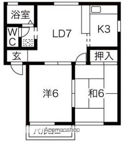 ゴールドハイツ(2LDK/2階)の間取り写真