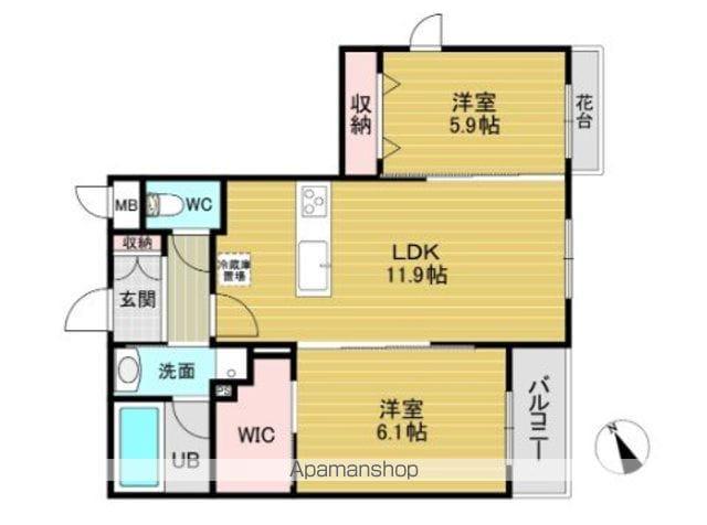 U RESIDENCE 東比恵(2LDK/3階)の間取り写真