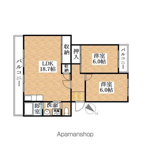 グランドール犬山(2LDK/1階)の間取り写真