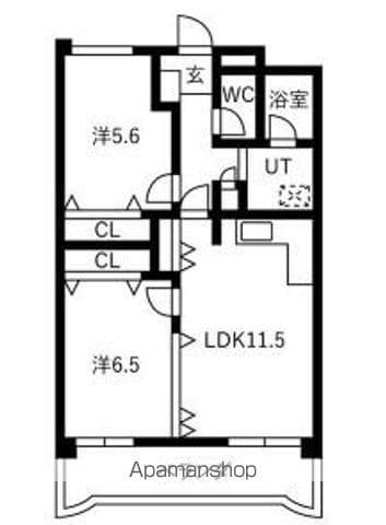 ウイング瀬木(2LDK/1階)の間取り写真