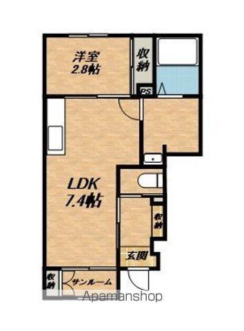 グッドライフステージ札ノ辻(1LDK/1階)の間取り写真