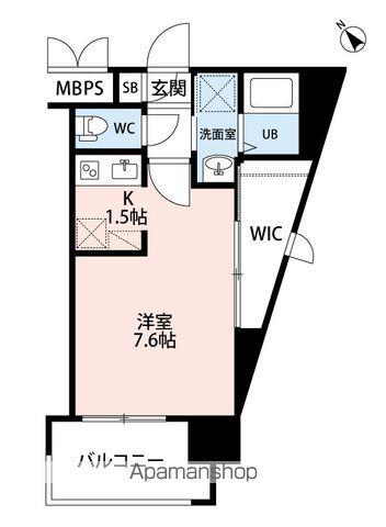 アルファシオ ディフォンド(1K/4階)の間取り写真