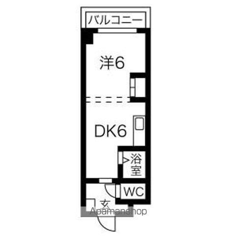 オクタワーズ野幌イーストタワー(1DK/2階)の間取り写真
