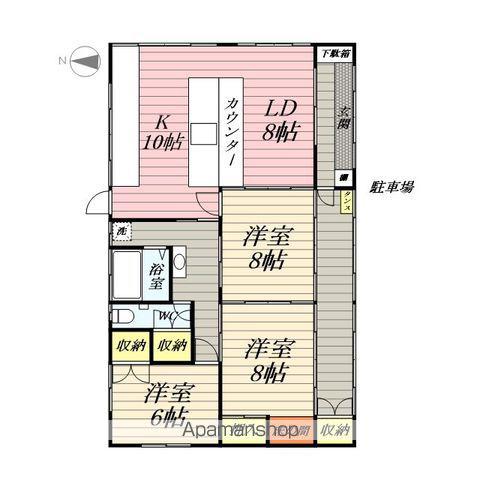 常磐線 日立木駅 徒歩17分 1階建 築31年(3LDK)の間取り写真