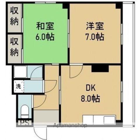 フローラ五番館(2DK/1階)の間取り写真
