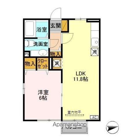 グランド・ハイデンスB棟(1LDK/2階)の間取り写真