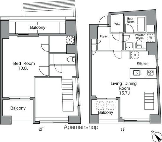 レジディア恵比寿南(1LDK/4階)の間取り写真