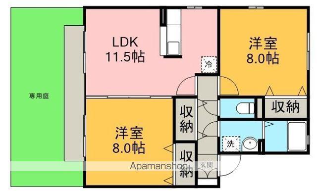 レスポワールⅢ(2LDK/1階)の間取り写真
