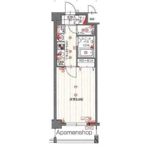 パルティール覚王山(1K/2階)の間取り写真