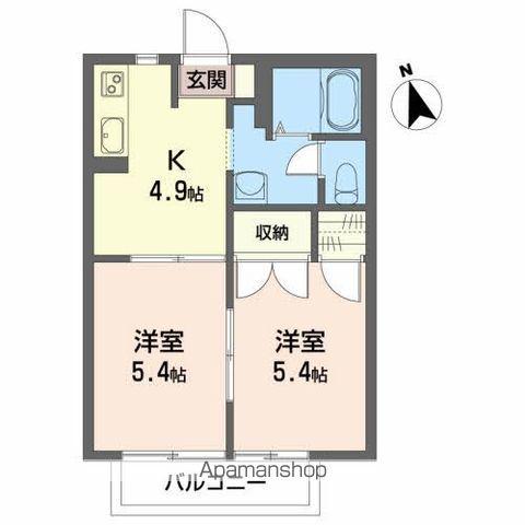 フレグランス逢瀬Ⅱ(2K/1階)の間取り写真