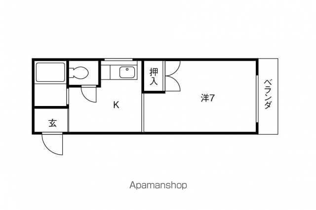 エーデルハイム木屋町(1DK/1階)の間取り写真