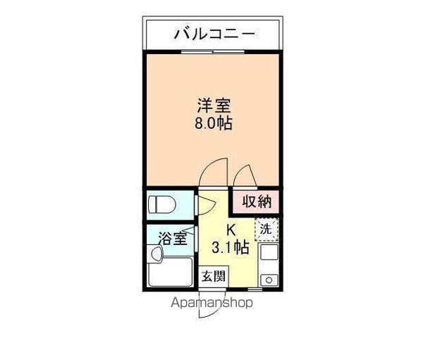 ナチュラルH(1K/2階)の間取り写真