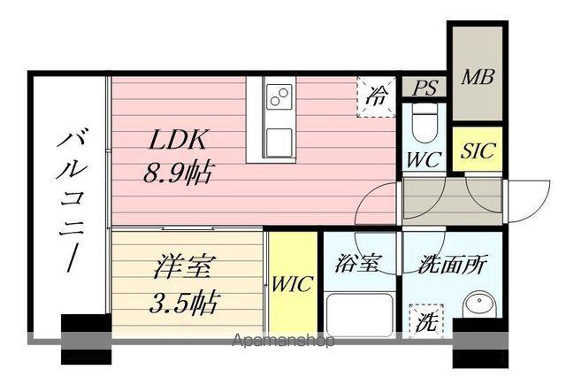 デュオフラッツ仙台木町通リネア(1LDK/3階)の間取り写真