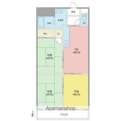 名東クレール(3DK/4階)の間取り写真