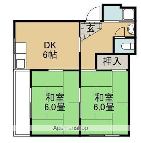 コーポ藤原(2DK/3階)の間取り写真