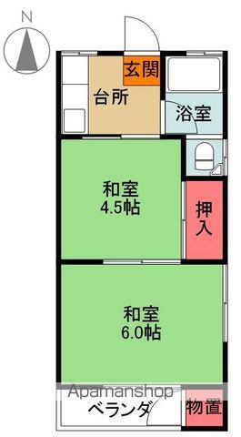 恵来利ハイツ(2K/2階)の間取り写真