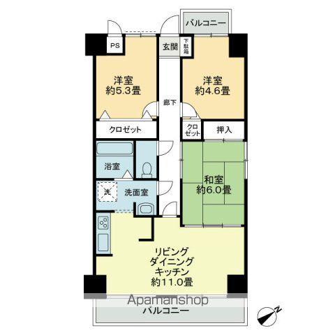 エスポワール辻(3LDK/6階)の間取り写真