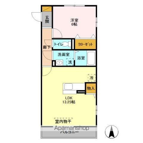 プランドール谷中 A(1LDK/3階)の間取り写真
