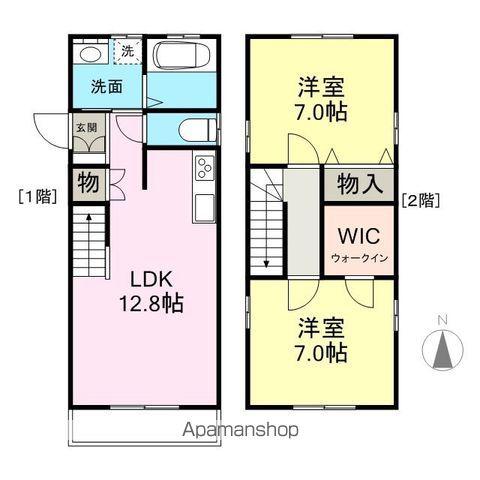 東北新幹線 福島駅(福島) 徒歩7分 2階建 築12年(2LDK)の間取り写真