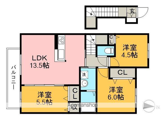 シャーメゾン中沢 A棟(3LDK/2階)の間取り写真