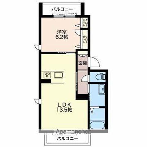 GLORIA徳川町(1LDK/2階)の間取り写真