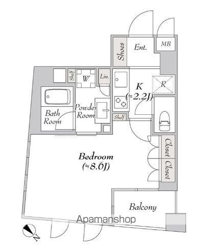 ミリアレジデンス日本橋人形町Ⅱ(1DK/10階)の間取り写真