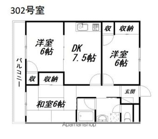 パークサイド鄕木(3DK/3階)の間取り写真