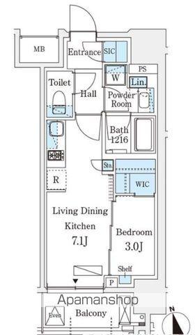 シーズンフラッツ浅草六丁目(1DK/13階)の間取り写真