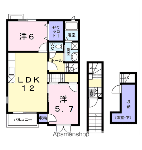 コンフォルターブルⅡ(2LDK/2階)の間取り写真