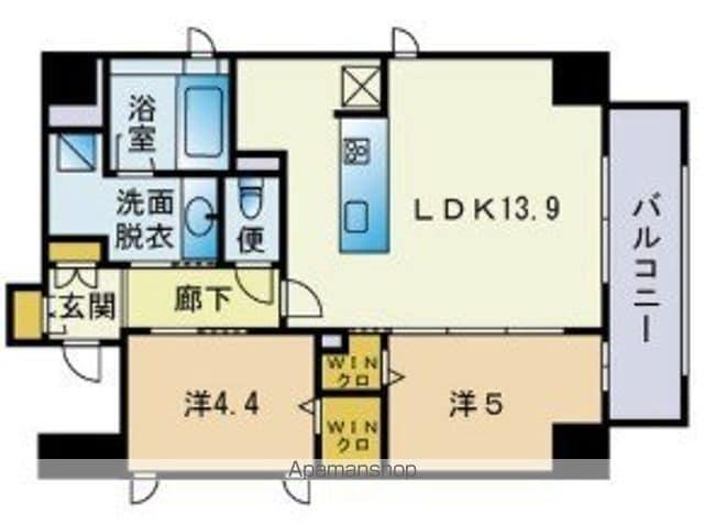 ウェルス神屋町(2LDK/7階)の間取り写真