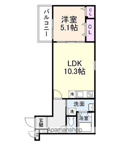 ラフィーネ石本Ⅱ(1LDK/3階)の間取り写真