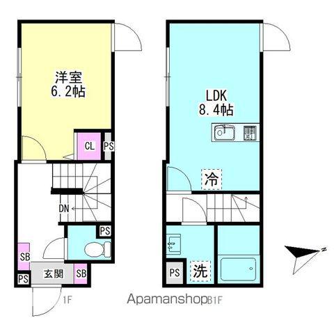 グランファーロ下北沢(1LDK/1階)の間取り写真
