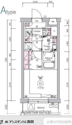 SYNEX YOKOHAMA-SHIMMACHI(1K/4階)の間取り写真