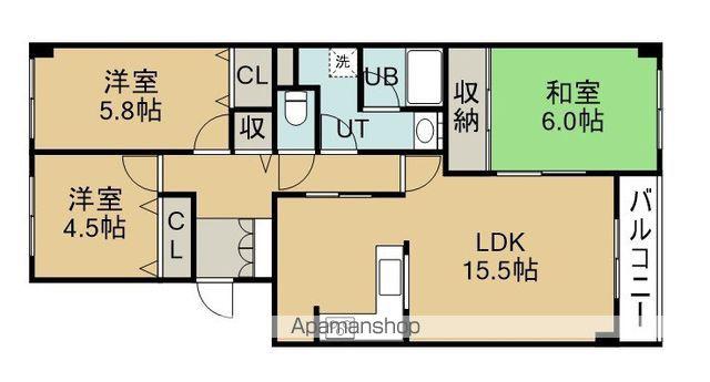 シャトーム深堀町(3LDK/3階)の間取り写真