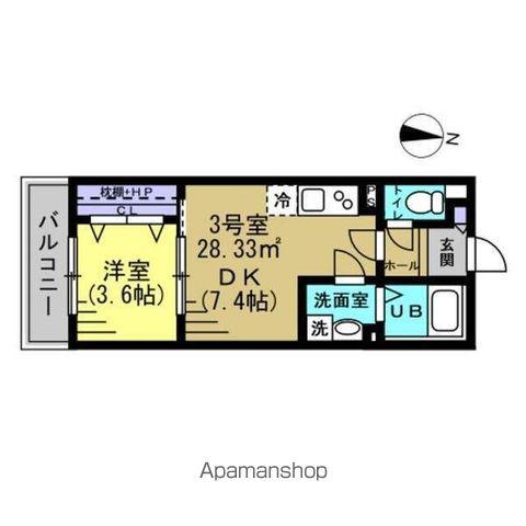 ザ・フォレスト北小金(1DK/1階)の間取り写真