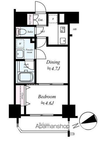 日神デュオステージ中野坂上NEXT(1DK/3階)の間取り写真