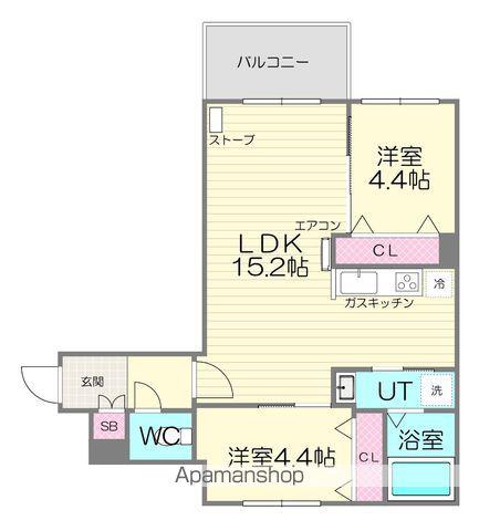 グラシオン(2LDK/3階)の間取り写真