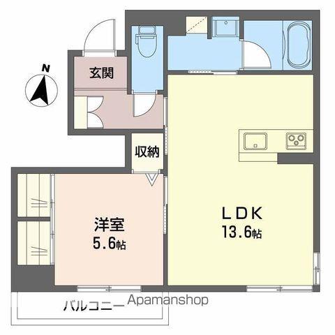 アルフラット加計B(1LDK/1階)の間取り写真