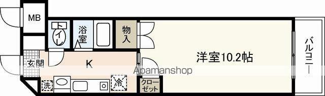 クレール西広島(1K/5階)の間取り写真