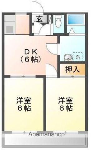 ベルハイム(2DK/1階)の間取り写真