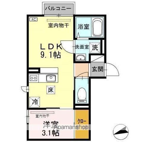 アネシス寺町(1LDK/1階)の間取り写真