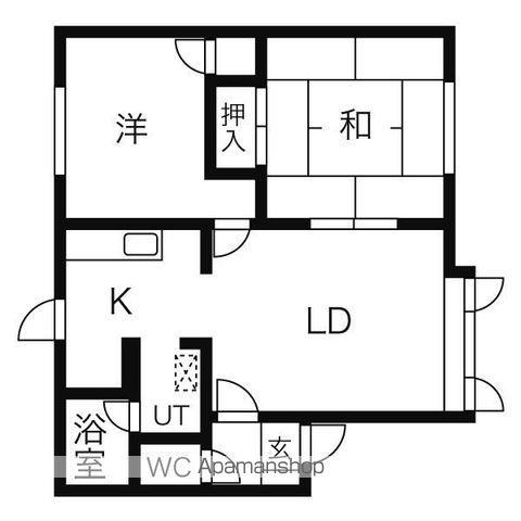 グランパス北郷C棟(2LDK/2階)の間取り写真