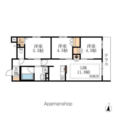 ジャンヴィエ・ルナ(3LDK/1階)の間取り写真