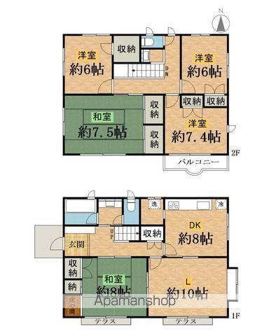 中央本線 高尾駅(東京) バス乗車時間:11分 高尾台中央バス停で下車 徒歩2分 2階建 築33年(5LDK)の間取り写真